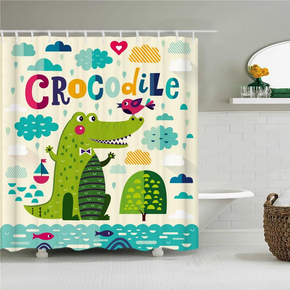 Cute Cat Shower Curtain Lovely Cartoon Funny Colorful Animal Pattern for Pet Kids Girls Fabric Bathroom Decor Curtains with Hook