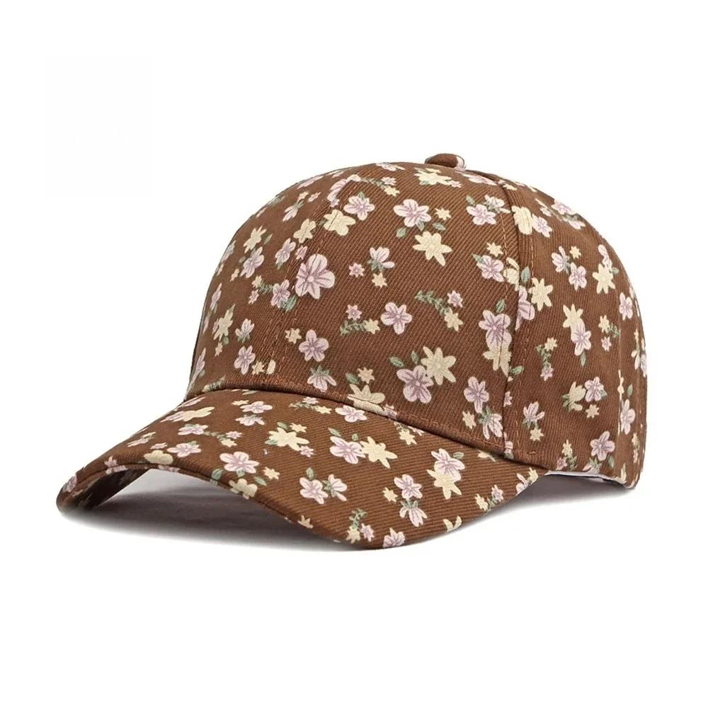 

Women s Spring Summer Floral-Patterned Baseball Cap - Fashionable Versatile Outdoor Sun Protection Hat Adjustable коричневый