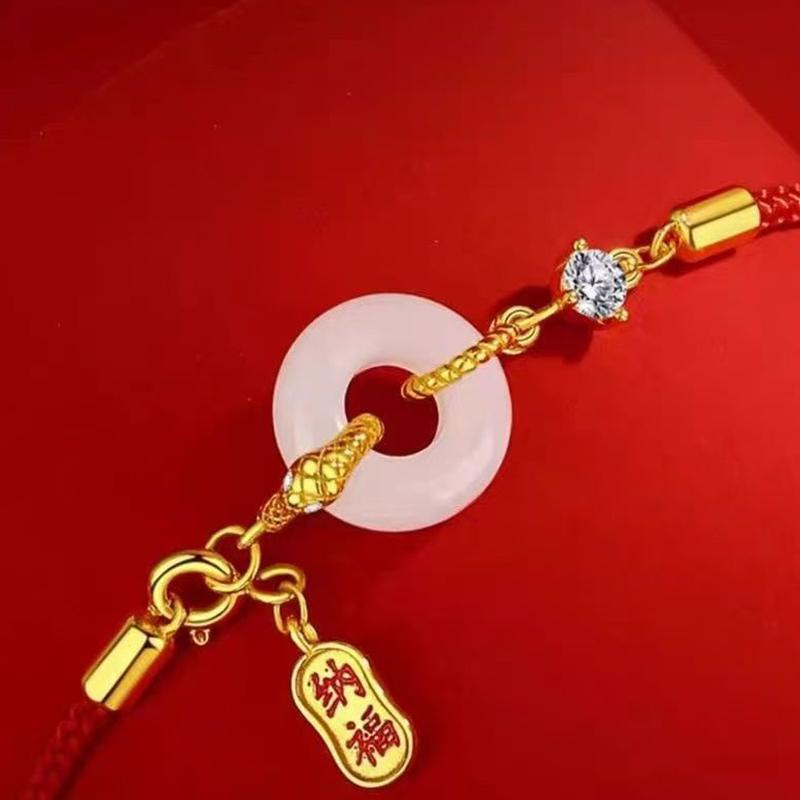 Lucky Red Rope Snake Pendant Bracelet For Women Chinese Zodiac Snake Year Braided Bracelets  Year Gifts