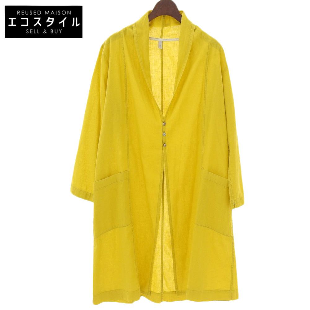 ijep Beautiful ijep cotton linen V-neck shirt cardigan gown for women, yellow, size 3 tops 3 yellowUsed