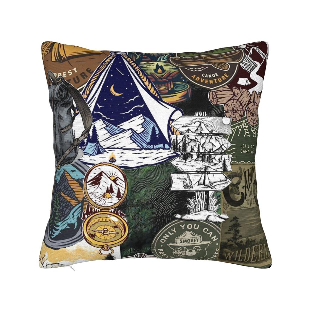 Camping Adventure Pillow Case  Soft Pillow Cover Cute Funny Pillowcases For Chair Sofa Home Decor