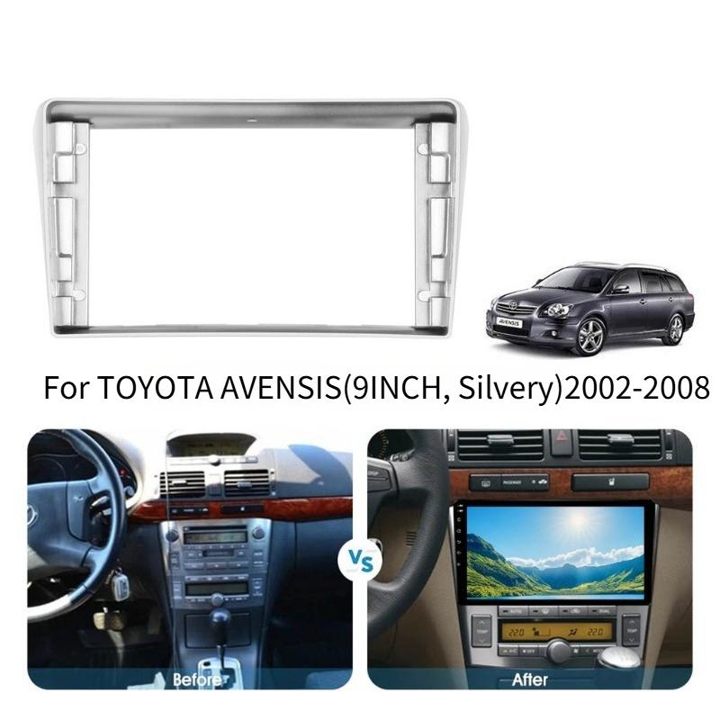Car Fascia for TOYOTA AVENSIS(9INCH, Silvery)2002-2008 Car Radio Frame Android Navigation Panel Frame Dashboard Kit