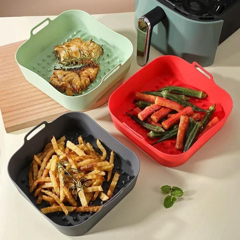 Reusable Airfryer Pan Liner Accessories Silicone Air Fryers Oven Baking Tray Pizza Chicken Airfryer Non-stick Silicone Mould