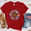 Sunflower Print Fashionable Loose Round Neck Pure Cotton Short Sleeved Shirt T-Shirts Unisex