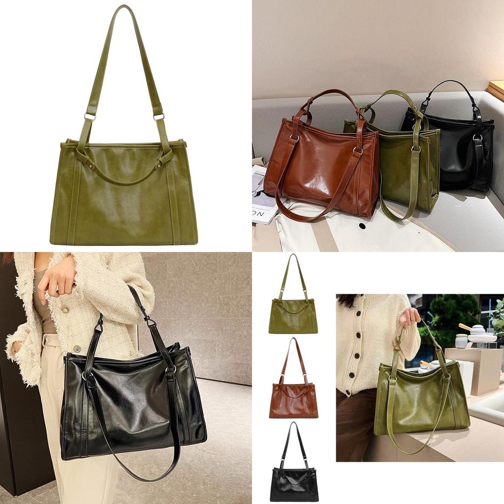 Trendy Pu Leather Retro Tote Bag For Women 2024 New Fashion Large Capacity Shoulder Bag