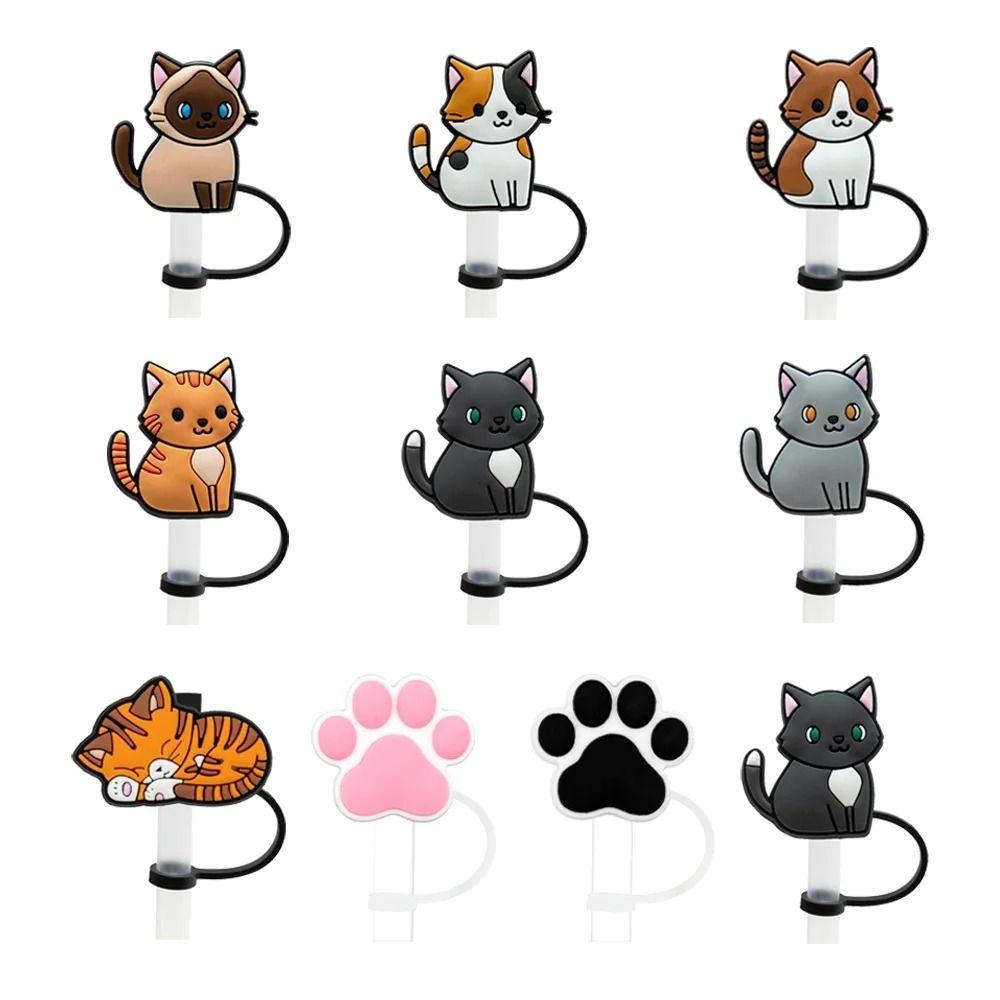 8/10mm Straw Topper Dustproof Straw Tips Cat Series Straw Cover Cap Airtight