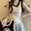 Women's Summer Ice Silk Camisole Vest - National Style Embroidered Knit Top