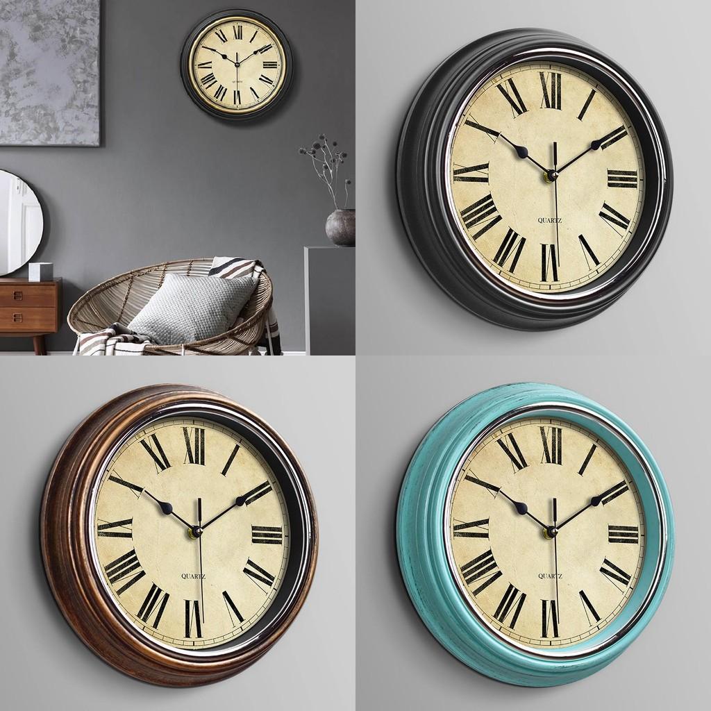 Wall Clock Retro Round Shape Home Living Room Study Room Decoration Supplies