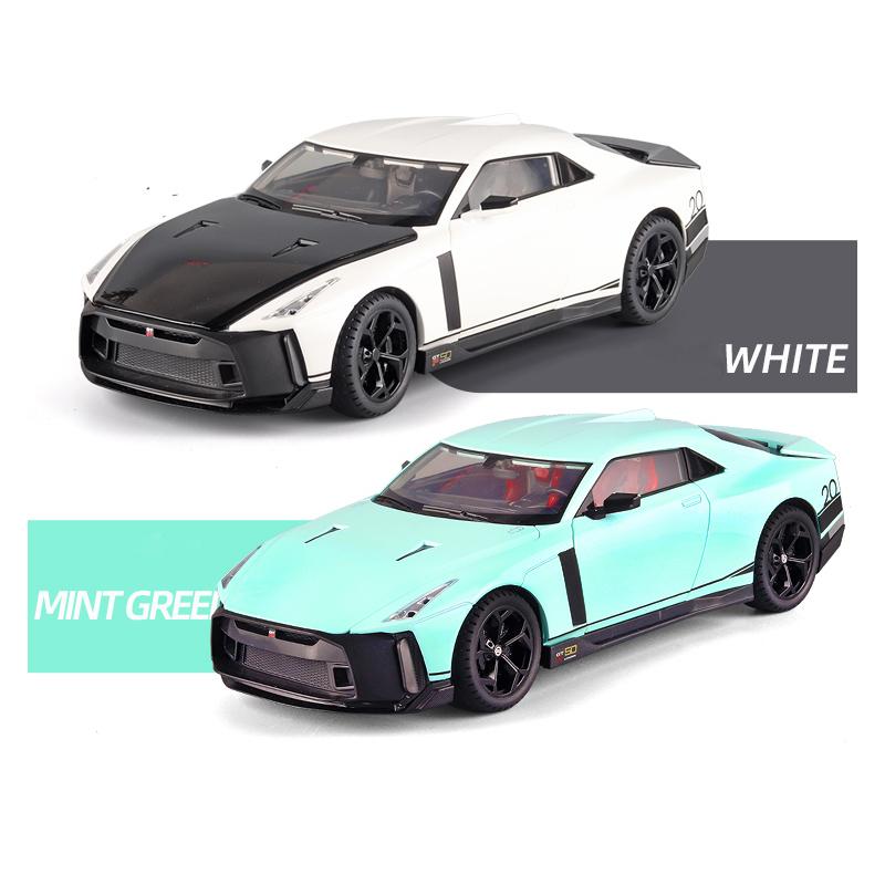 GTR50 Supercar-Druckgussauto-Modellspielzeug im Maßstab 1:18, zurückziehbares Spielzeugfahrzeug mit Ton und Licht für Kinder, Kleinkinder, Jungen und Mädchen, Geschenkkollektion