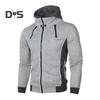 Uomo Autunno Inverno Cappotto con Cappuccio Doppia Cerniera Chiusura Coulisse Colorblock Finto Due Pezzi Giacca Sportiva con Polsini Elastici e Orlo Fitness Outerwear