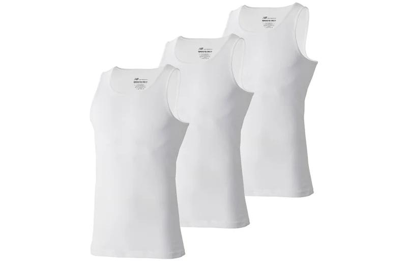 New Balance Tank Tops Men s 3 Pack White Crew Neck Moderate Racerback LAT21028-WT L