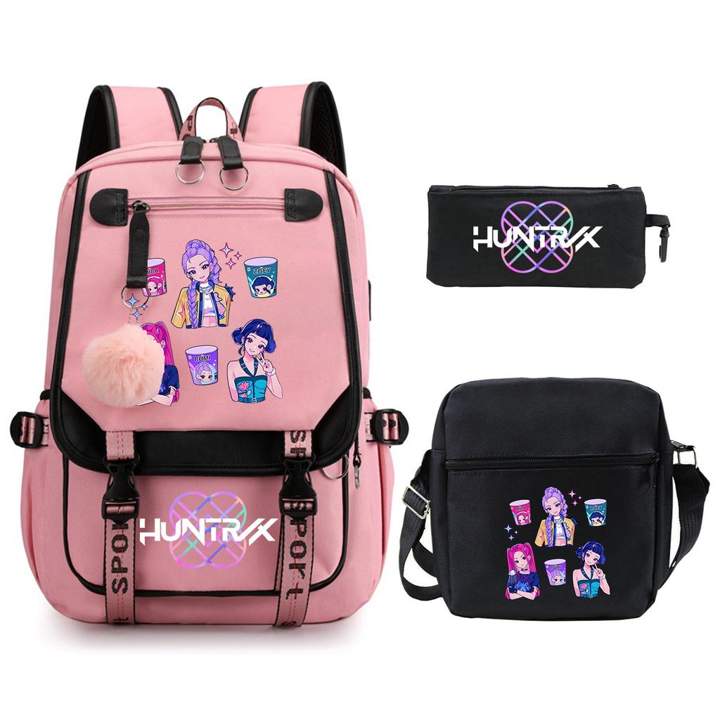 KPop Demon Hunters Korean version of student school bag children's backpack pencil bag set