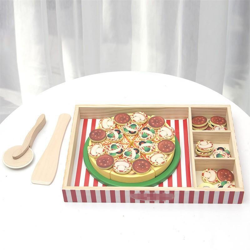 

Wooden Simulation Children s Educational Hands-on Pizza Toys зелений/різнокольоровий