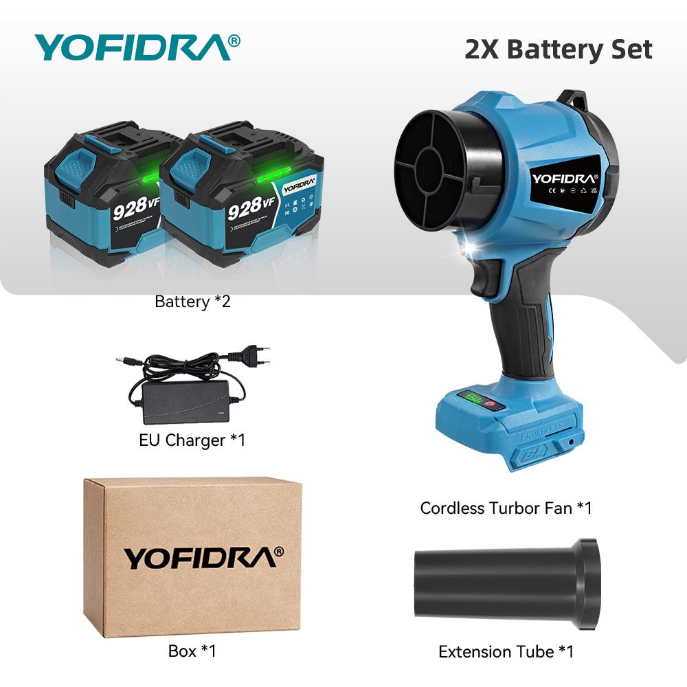 Yofidra 350M/S Brushless Electric Turbo Fan Blower 3000W Cordless Jet Snow Leaf Dust Air Blowing Tool for Makita 18V Battery
