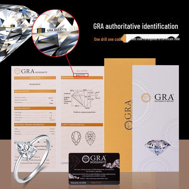 Banyan Tree S925 Silver Moissanite Water Drop Ring - Exquisite Light Luxury Design