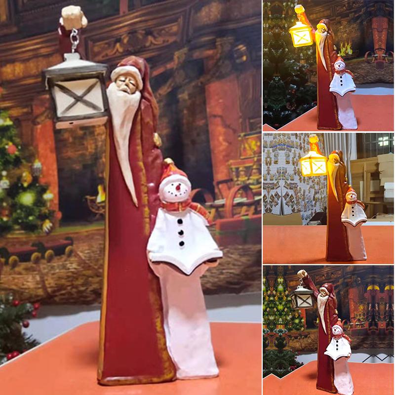 

Santa and Snowman Sculpture with Lantern Battery Powered Resin Garden Yard Lawn Christmas Party Home Room Decoration 2026