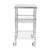 Kitchen Utility Cart, 3 Tiers, Wire Rolling Cart with 470LBS Capacity, Steel Service Cart On Wheels, Metal Storage Trolley with 76mm Basket Curved