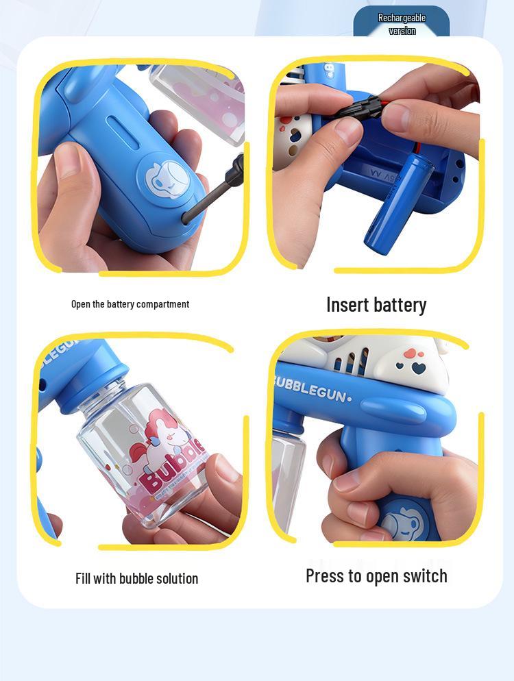 Enhanced Electric Bubble Gun with Lights: Safe, Leak-Free Outdoor Fun for Kids