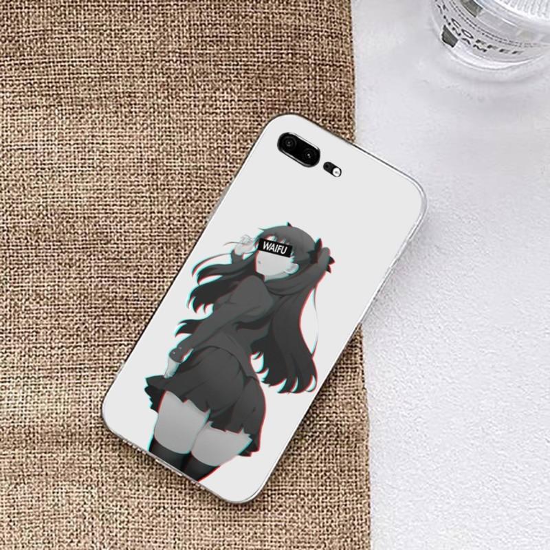 Hentai Harajuku Anime Girl Case Phone Case For Huawei P50 P40 P30 Pro Mate 40 30 Pro Nova 8 8i Y7P Honor Transparent Phone Cover
