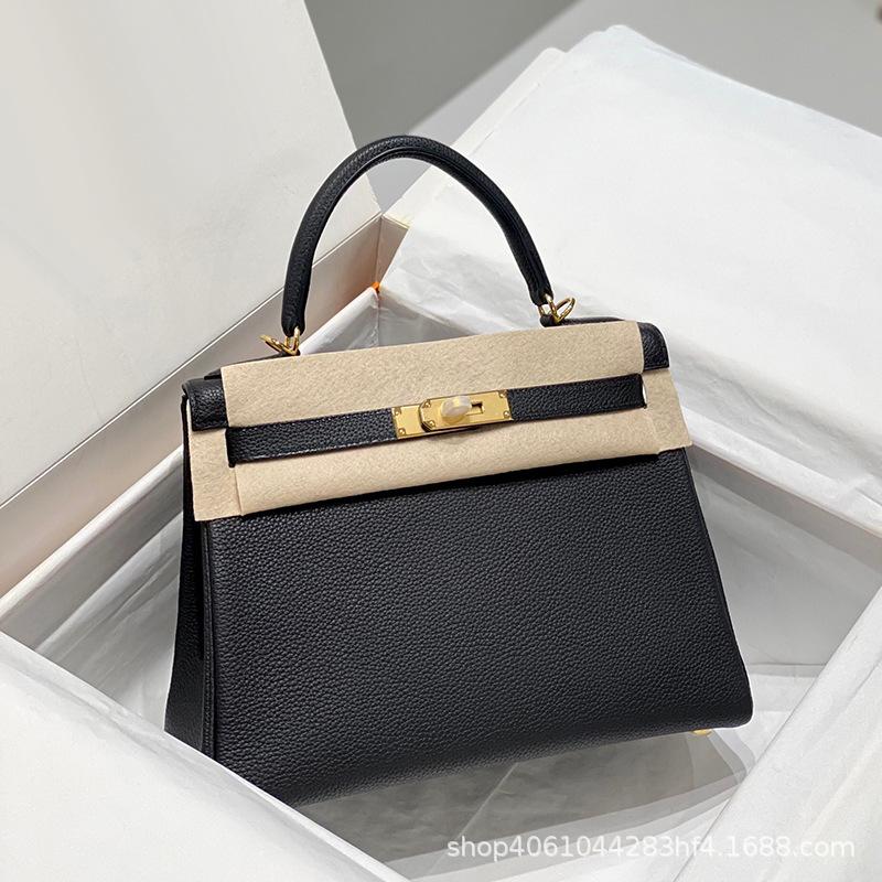 Haute couture leather KL bag 25/28cm lychee Togo top layer cowhide one-shoulder crossbody handbag for women