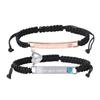 Personalized Custom Engraved Love Stainless Steel Magnetic Clasp Woven Cord Couple Matching Bracelet Set for Him Her