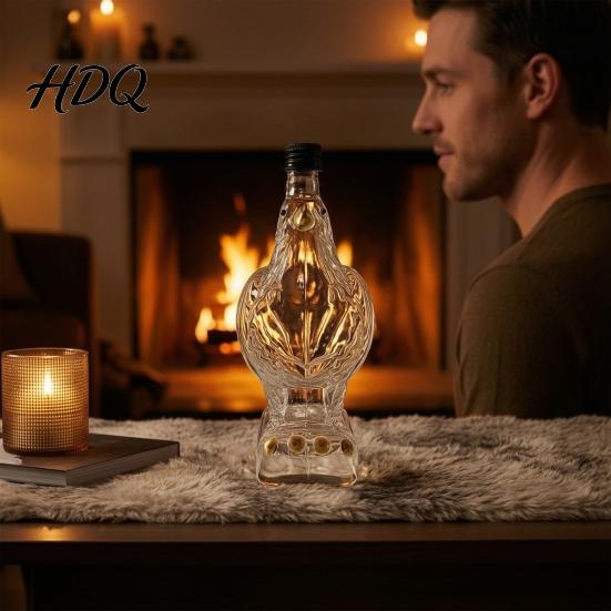 Decorative Whiskey Bottle Eagle Head Decanter 350ml Glass Animal Liquor Bottle 3D Bird Crystal Decanter Wine Dispenser with Stopper for Home