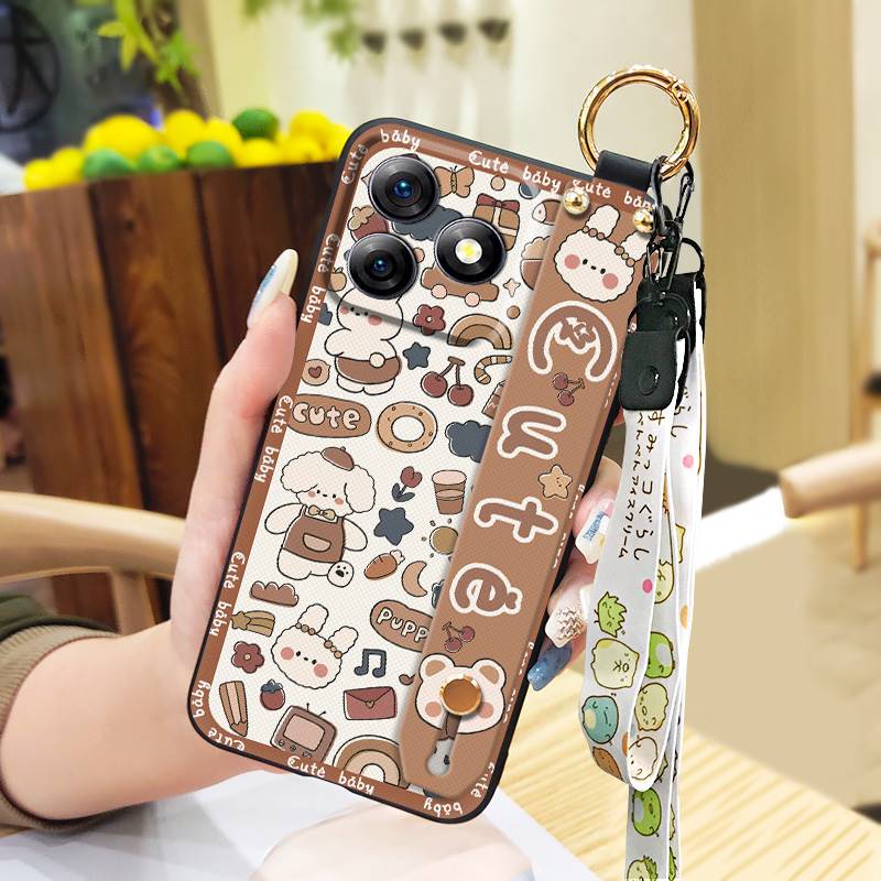 Kickstand Phone Holder Phone Case For Ulefone Note18 Ultra Anti-knock Wrist Strap Ring Anti-dust Soft case Silicone Cute