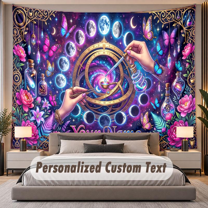 Fantasy Magic (55) Theme Personalized Tapestry Custom Name Text Wall Hanging Tapestry Home Background Decoration