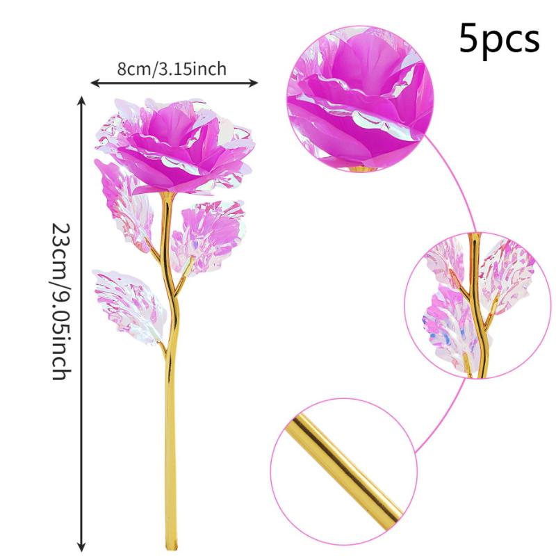 5pcs 24K Foil Plated Rose Valentine s Day Creative Gift Gold Rose Lasts Forever Love Wedding Decor Lover Lighting Roses