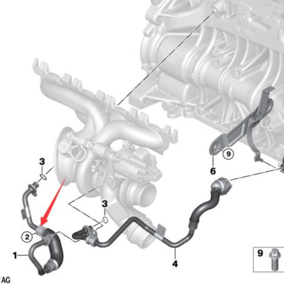 BMW Chladicí potrubí turba pro řady 3, 5, 7 (11537643094)