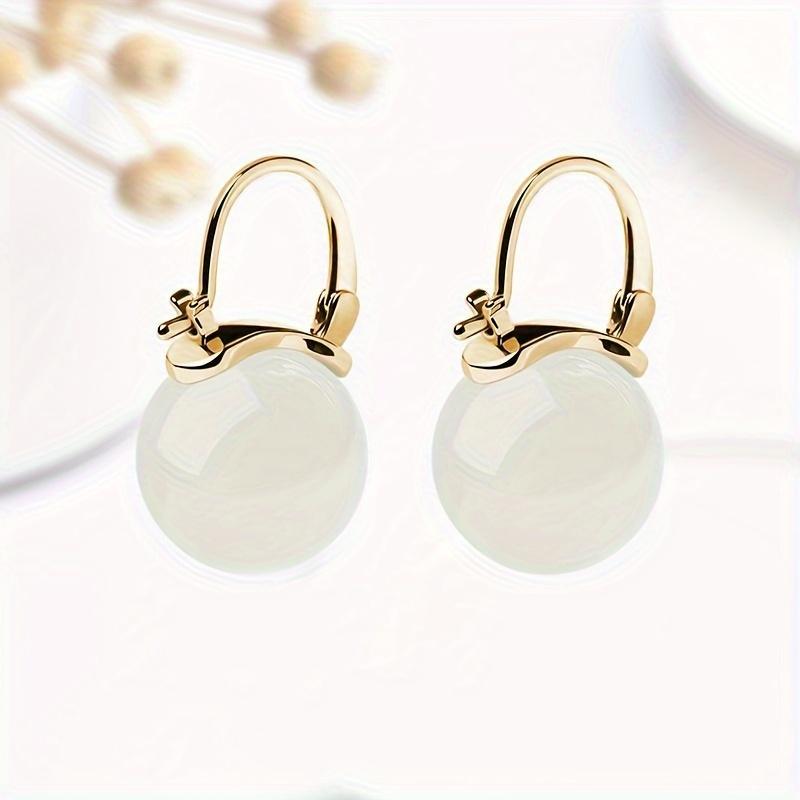 SUNSLL New Ancient Style Green Jade Bead Drop Earrings Temperament Ear Buckle For Women Girls Banquet Party Jewelry Gifts