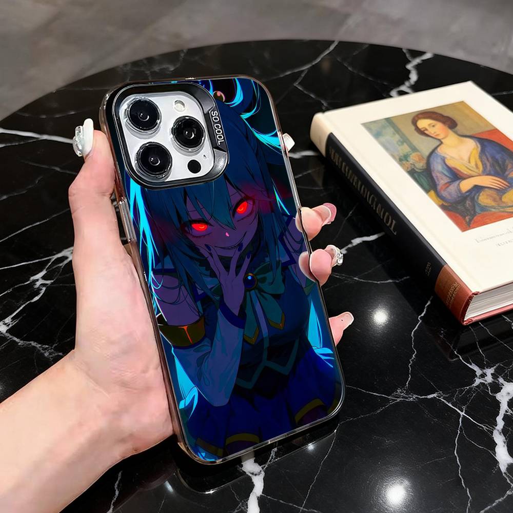 KonoSuba Aqua  Phone Case For iPhone 17,16,15,14,13,12,11 Plus,Pro Max,XS,Colorful Silver Black Cover iPhone15promax