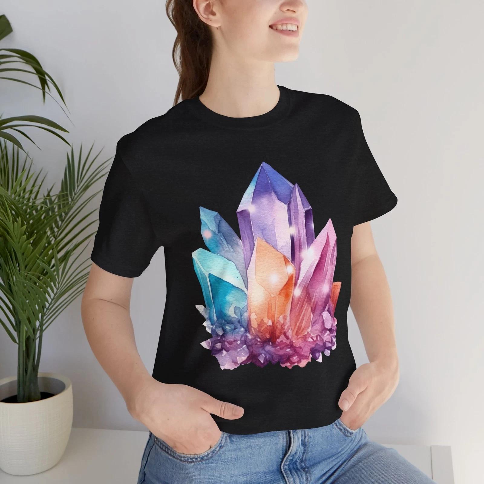 Pastel Crystal Cluster tee | Rainbow Gemstone Unisex T-Shirt S