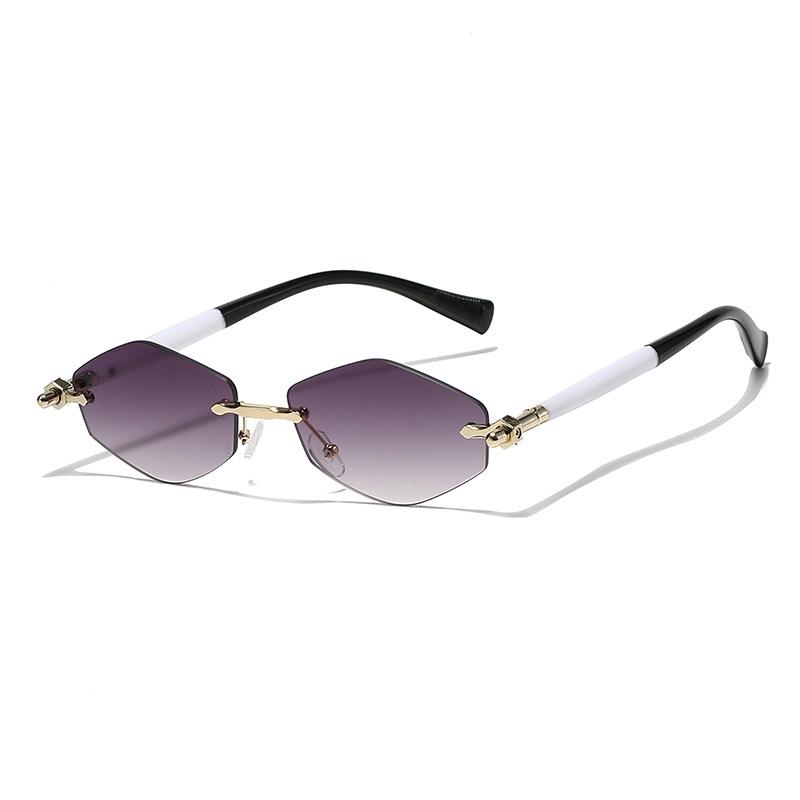 New frameless polygonal metal sunglasses, plain sunscreen and thin sunglasses, personalized trimmed sunglasses