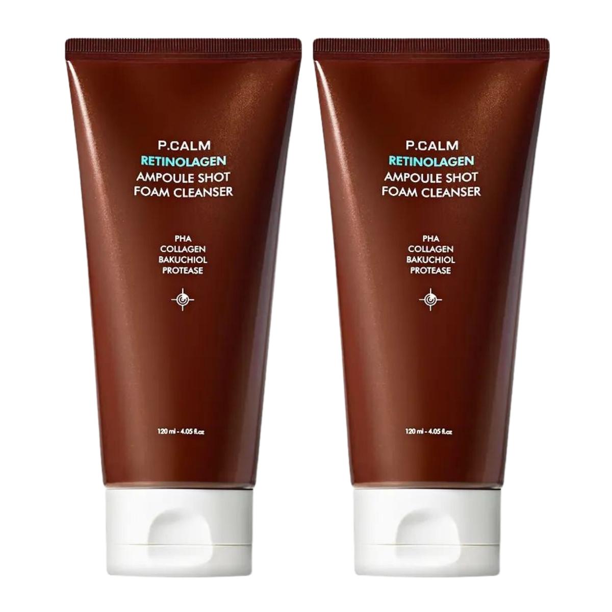 

P.CALM Retinolagen Ampoule Shot Foam Cleanser 120ml [1+1] Double Set - Firming & Deep Pore Purifying Facial Wash