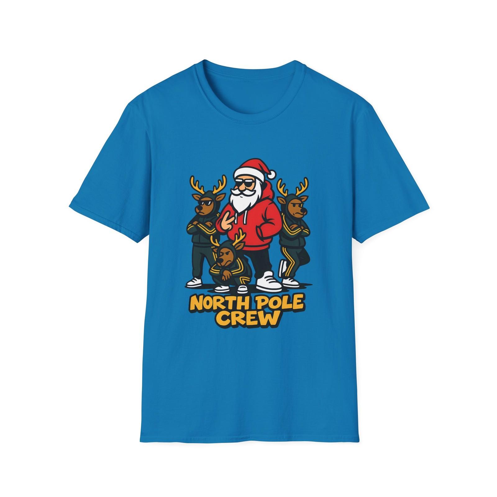 Unisex Softstyle T-Shirt Mens Womens Tees Top Santa Reindeer Hip-Hop North Pole Christmas Holiday M