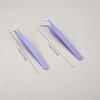 2pcs Stainless Steel Precision Tweezers, Color Scrapbook Tweezers, Straight And Curved Head Tweezers, P-ink/Green/Purple