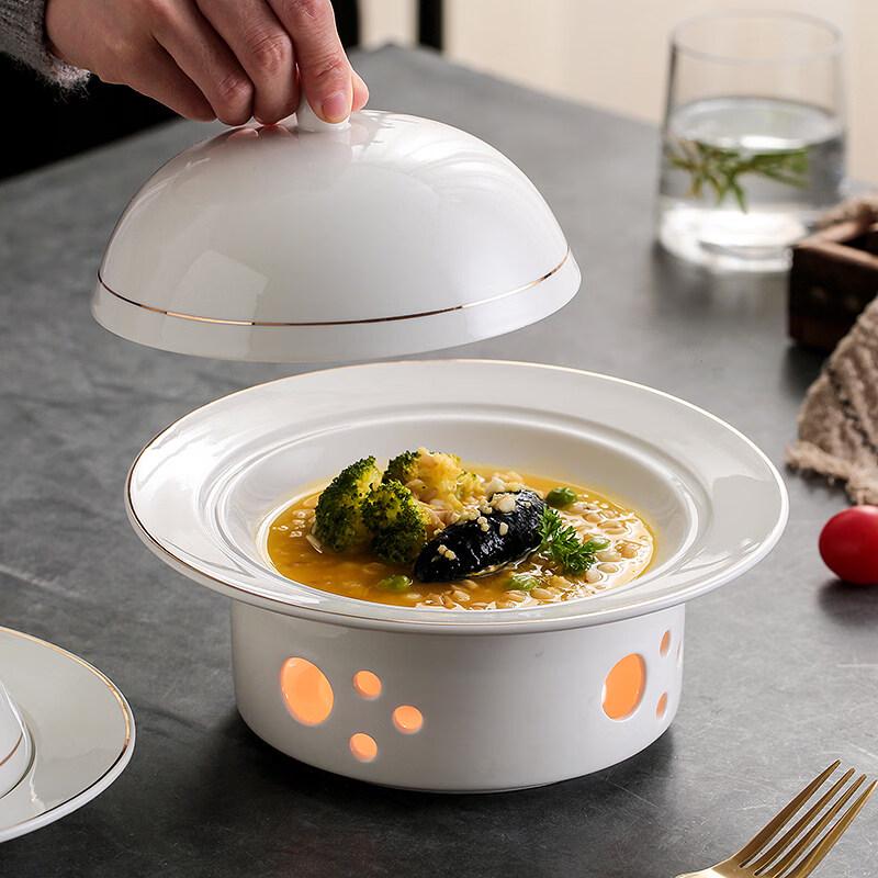 Nordic Style Ceramic Dinner Plate with Lid