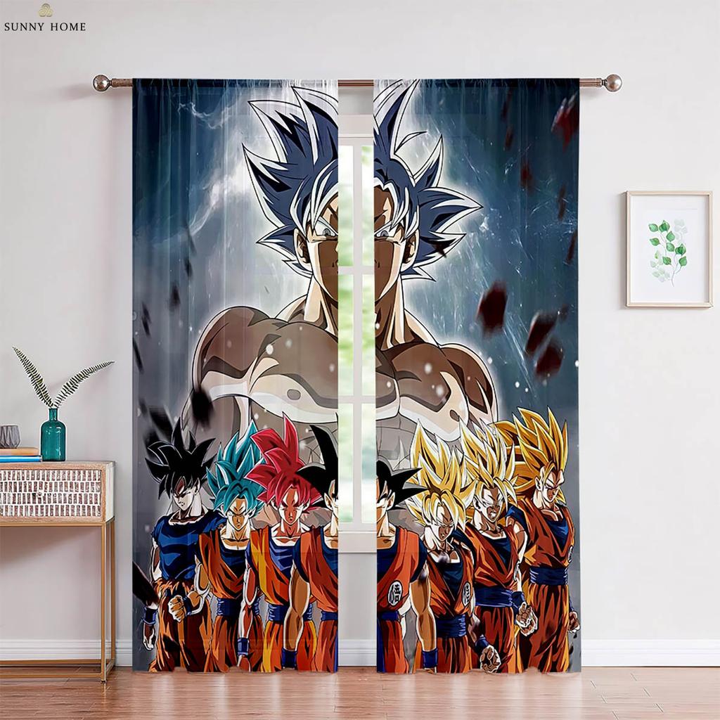 2 Pcs Of Hot-Blooded Anime Japanese-Style Printed Curtains For Children's Rooms, Dormitories, Living Rooms, Decorative Curtains