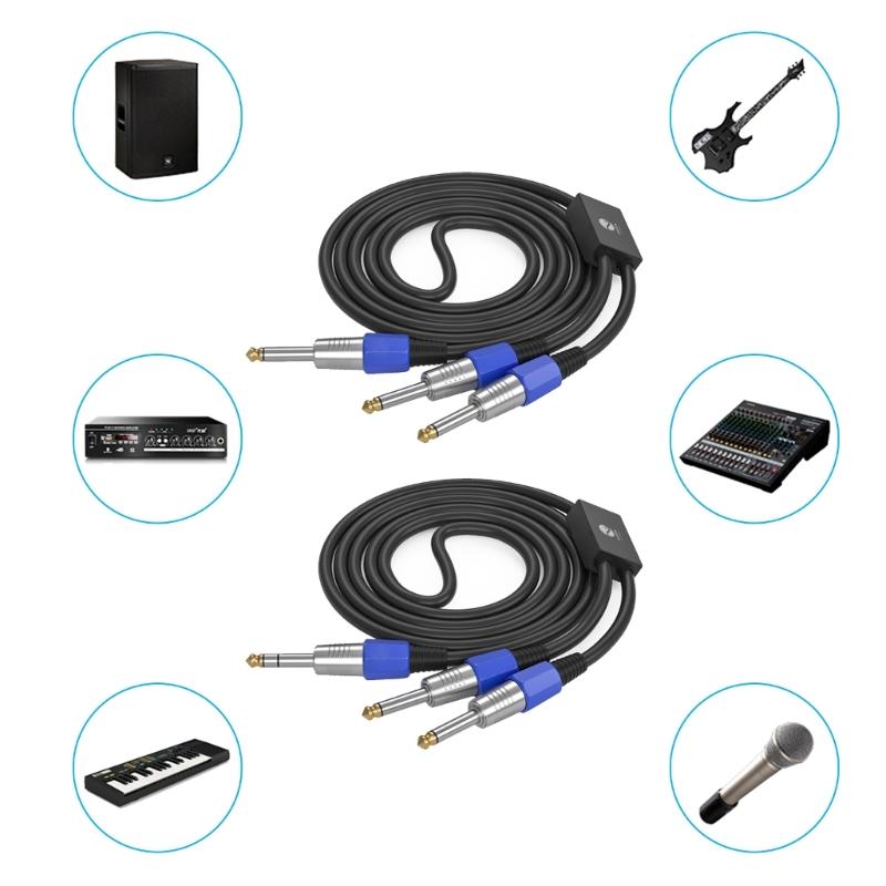 6.35mm 1/4inch Splitter Adapter Cable Male to Double Male Single Channel/Double Channel Stereo Y Type Aux Cord Wire