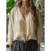 TIFICY Damenmode, lässig, Frühling und Herbst, einfarbig, langärmelig, V-Ausschnitt, Blusen und Hemden