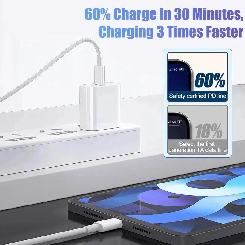 PD 30W USB Cable For Apple iPhone 14 13 11 12 Pro Max XS XR X 7 8 Plus Fast Charging USB A Type C Data Cable Charger Accessories