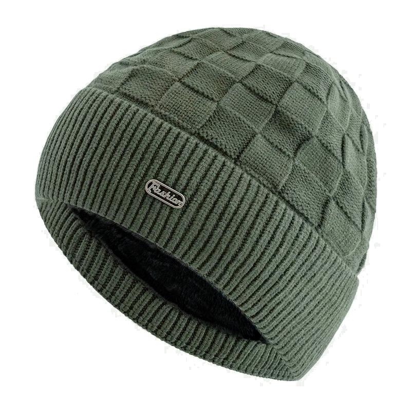 Nová unisex zimní čepice s plyšovou podšívkou z umělé kožešiny, teplá, malý čtvercový styl, měkká pletená čepice pro muže a ženy, zateplená, pletená čepice pro lyžování a sport
