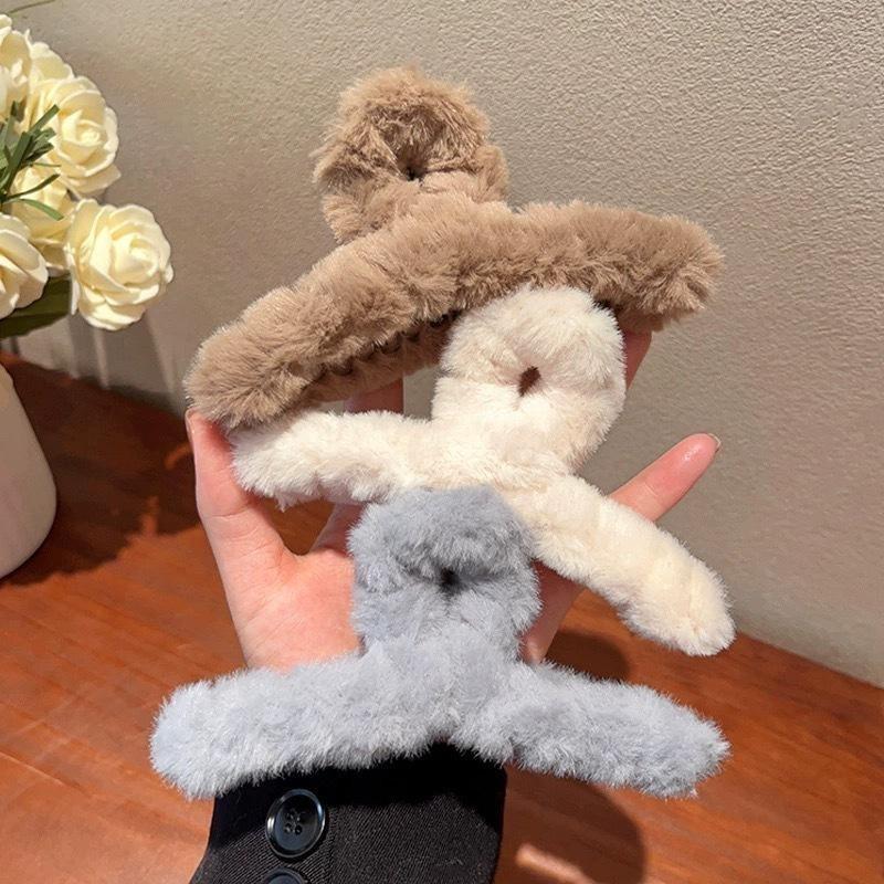 Gheare de păr femei Iarnă Agrafă de păr din blană artificială Agrafă elegantă din acrilic Crab Accesor de păr pentru fetiță Crăciun pentru cap cu blană Clip pentru gheare de păr