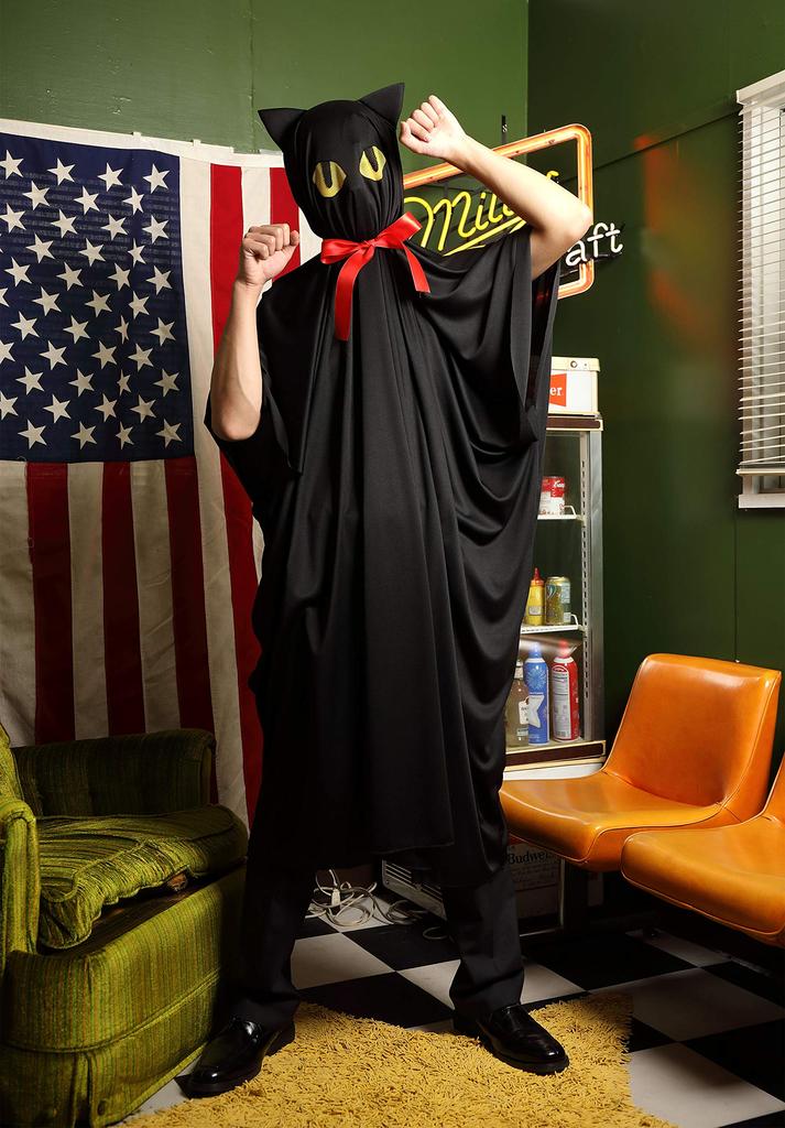 Clearstone Cosplay Halloween Teru Teru Cat Black 2-Way Poncho, Unisex,