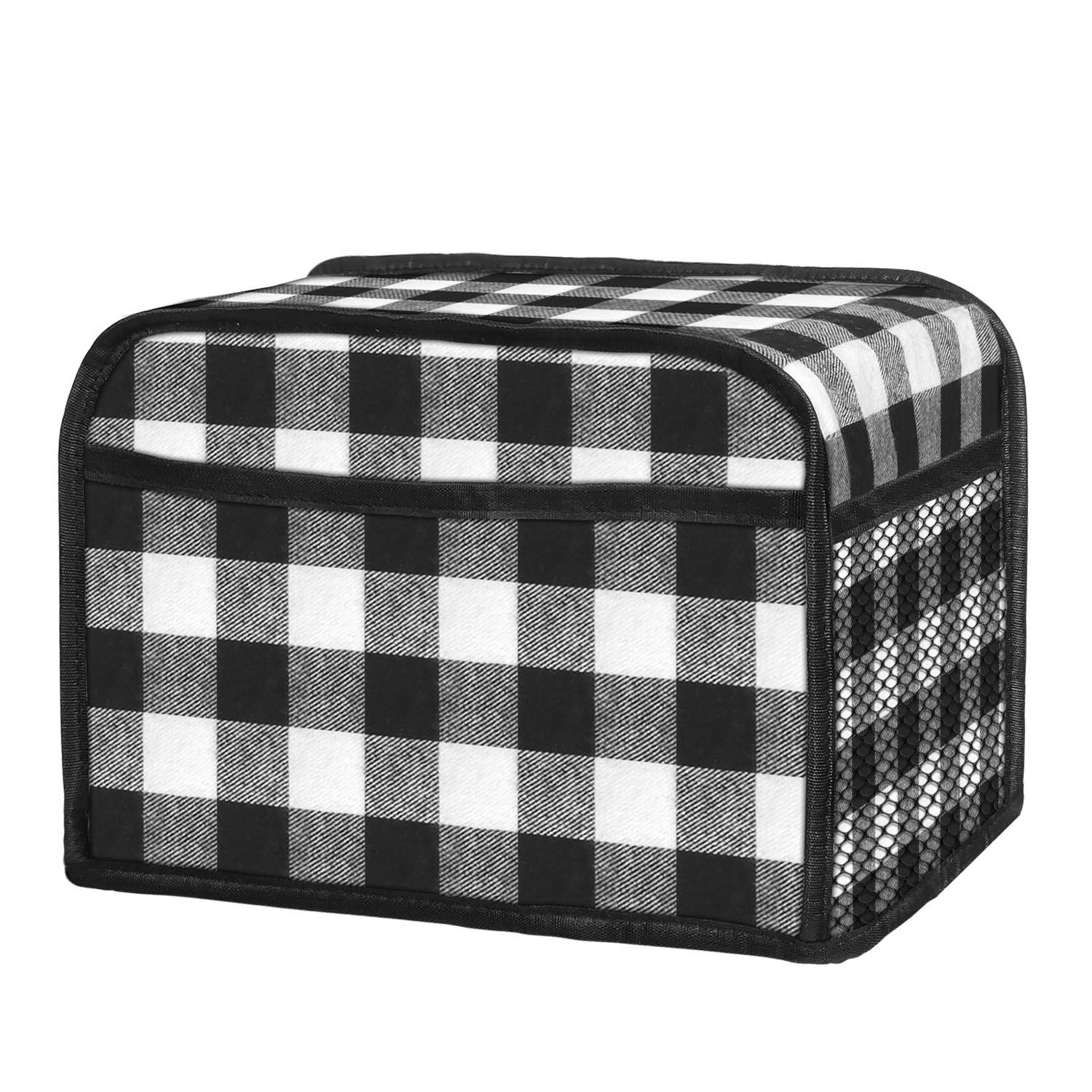 

Black Grid Cotton Toaster Dust Cover for 2-Slice Ovens 29x18x19cm