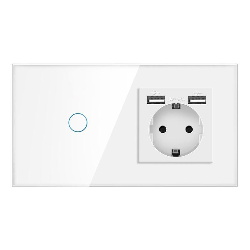 157 European Touch Switch & German Socket with Integrated Glass Panel for Homes