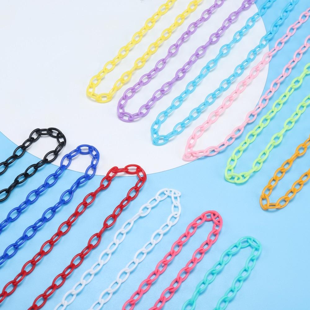 10pcs 50cm Colorful Acrylic Plastic Lobster Clasp Hook Link Chain For DIY Keychain Necklace Jewelry Making Connecter Accessories