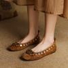French Retro Rivet Shallow Mouth Single FootPairs for Lady SpringSeason and HotSeason BrandNew Style Detachable Flower Round-toe Mary Jane FootPairs