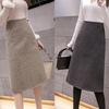 Women's High Waist Houndstooth Wool Pencil Skirt - Plus Size, Mid-Length, Over-the-Knee for Autumn and Winter